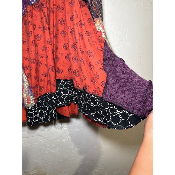 Womens hand knit patchwork tunic top large lagenlook artsy boho art to‎ wear - Picture 3 of 9